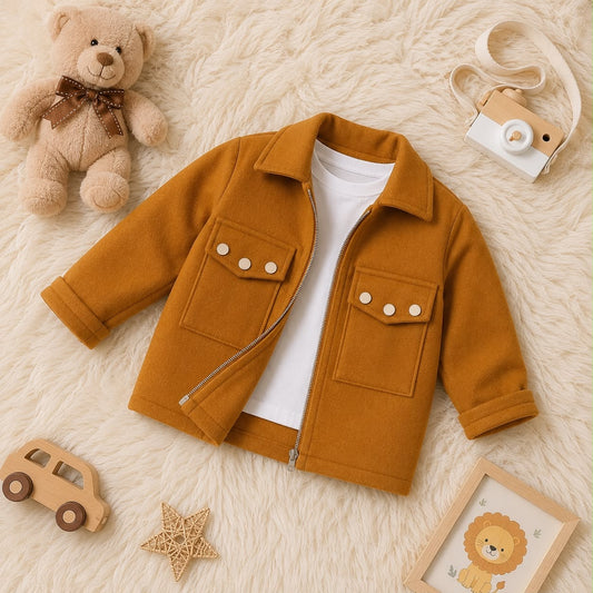 Baby/boy winter new Mustard button style zipper coat