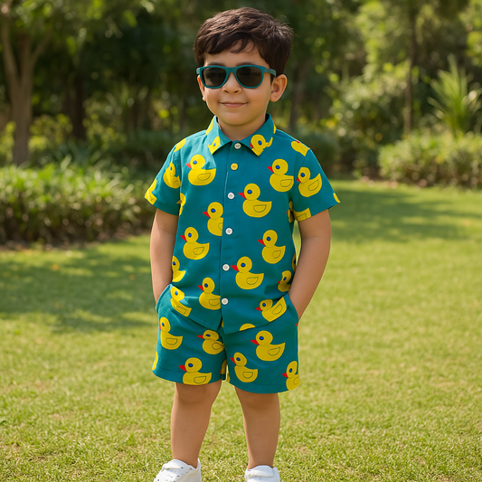 Baby/boy duck printed style kids short and shirt - #SS516