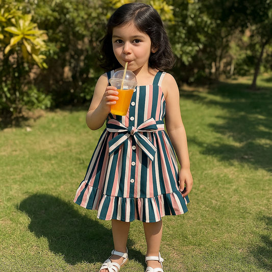 Baby girl multi style lining printed style dress - #SH-741