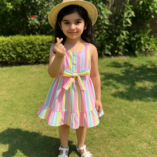 Baby girl multi style lining printed style dress - #SH-740