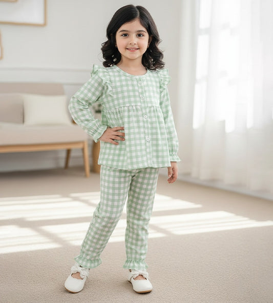 Baby Girl Charming Check Top & Pant Set - #168