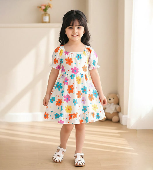 Baby Girl Sunny Garden Flower Print Dress - #159