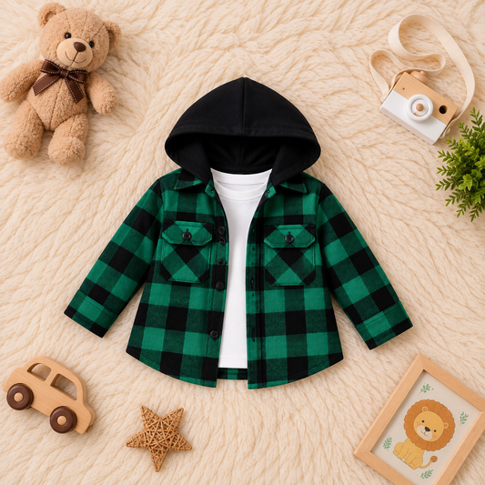 Baby/boy 3-Piece Winter Shacket Outfit - Green