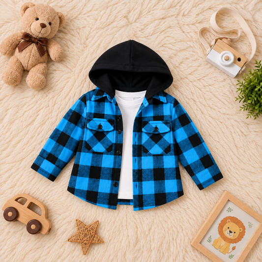 Baby/boy 3-Piece Winter Shacket Outfit - Blue
