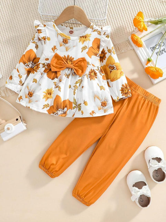 Baby Girl Autumn Bloom Top & Pant Set - #163