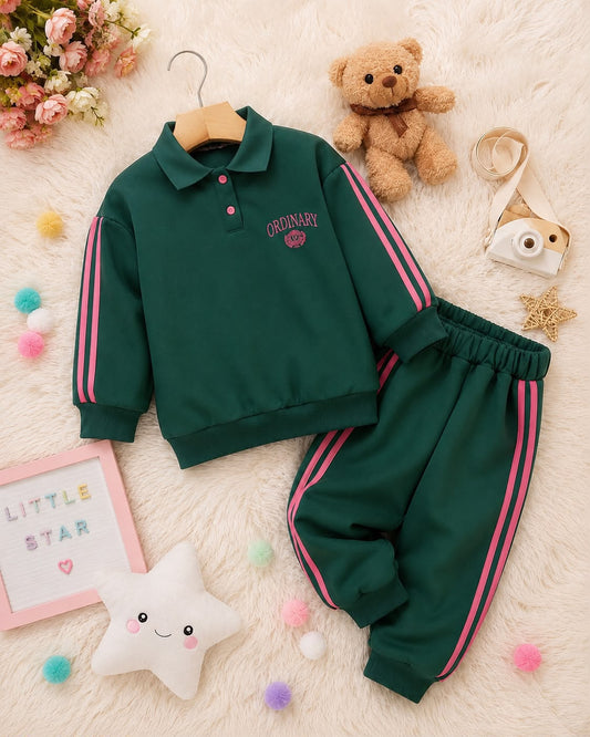 Baby Girl Bottle Green Sporty Winter Tracksuit - #W203