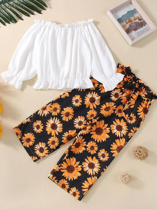 Baby Girl Classic Sunflower Top & Pant Set - #162