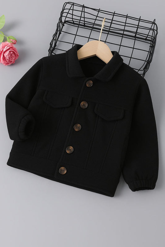 Baby/boy winter button style black coat - W2025-17