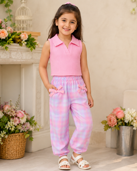 Baby Girl Pink Bliss Ribbed Top & Tie-Dye Pants Set - #176