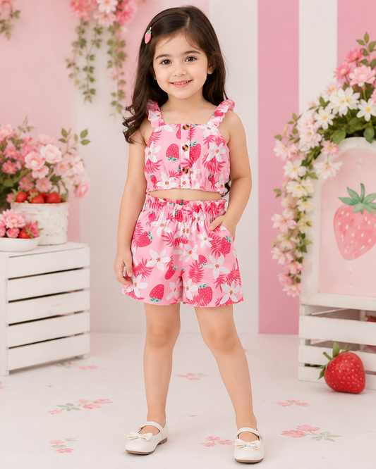 Baby girl Strawberry Print Co-Ord Set - #174