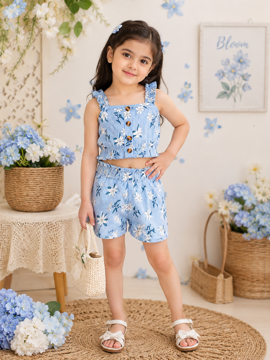 Baby girl Blue Floral Co-Ord Set - #175