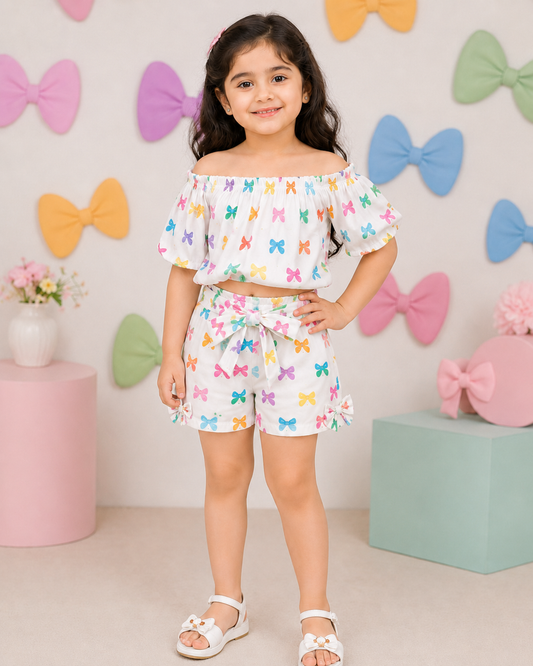 Baby Girl Colorful Bows Summer Set - #180