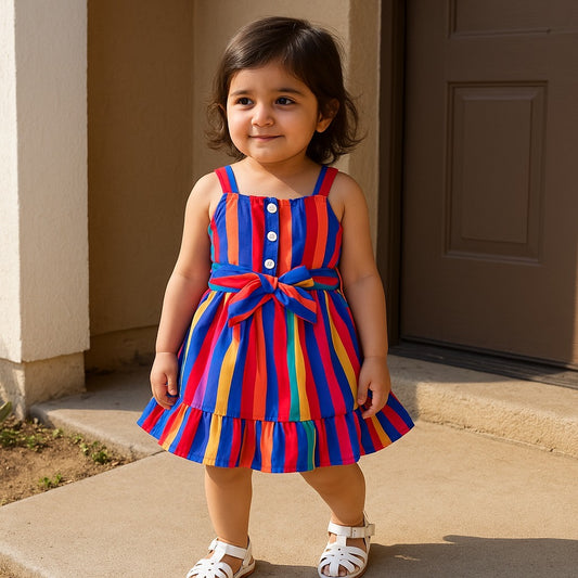 Baby girl multi style lining printed style dress - #SH-725