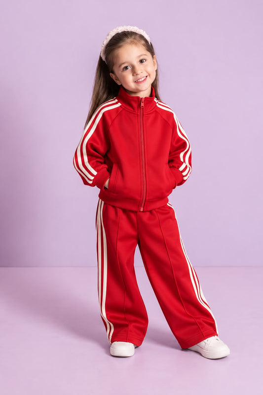 BabyGirls Classic Stripe Tracksuit - Red