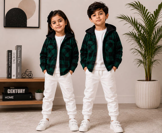Baby/boy 3-Piece Winter Shacket Outfit - Green