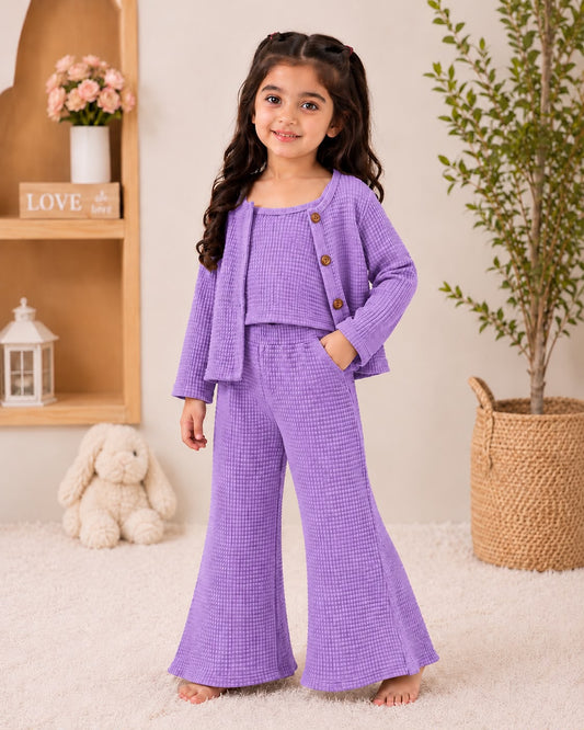 Baby Girl Cozy Waffle 3-Piece Set - PURPLE
