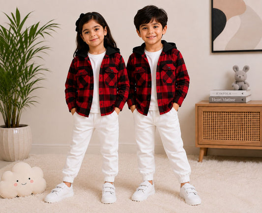 Baby/boy 3-Piece Winter Shacket Outfit - Red