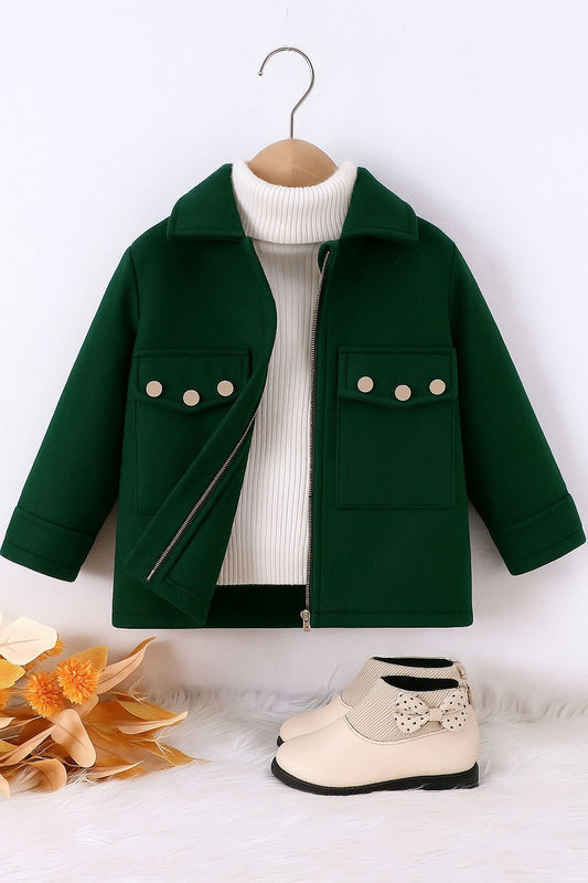 Baby/boy winter new bottle green button style zipper coat - W2025-014