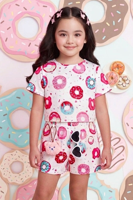 Baby Girl Sweet Donut Printed Co-Ord Set - #608