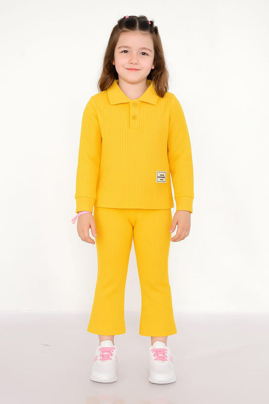 Baby girl winter new style yellow ribbed tracksuit - W2025-19