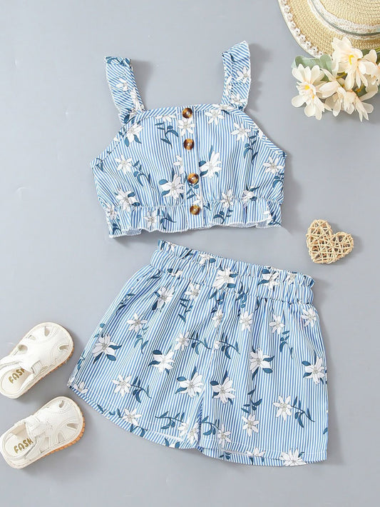 Baby girl Blue Floral Co-Ord Set - #175