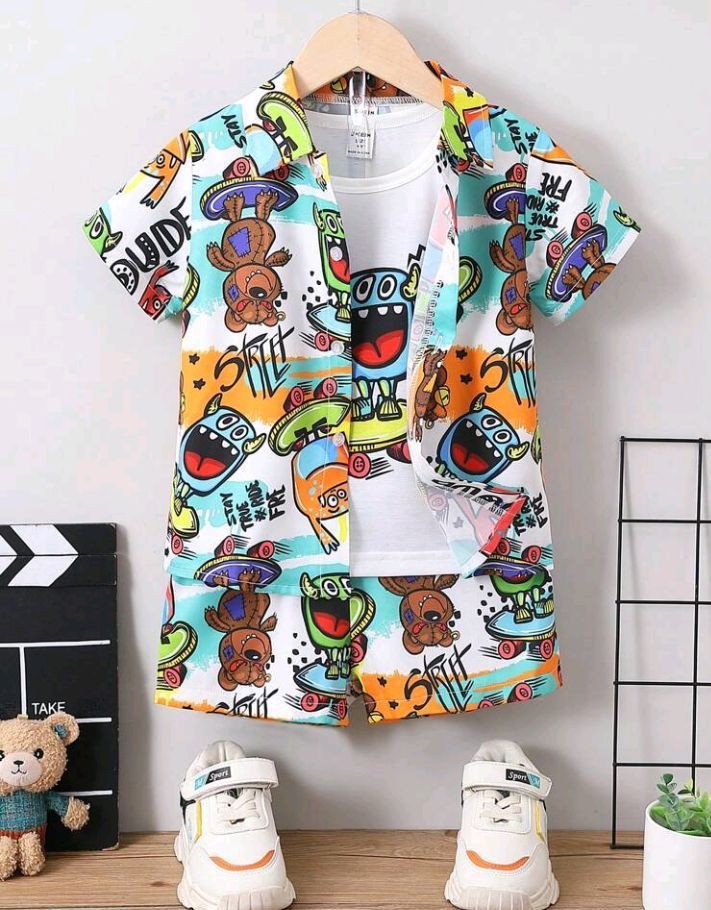 Baby/boy street style multi printed kids short and shirt #SS22
