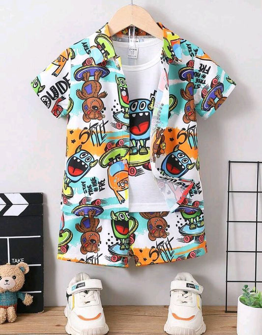 Baby/boy street style multi printed kids short and shirt - #SS22