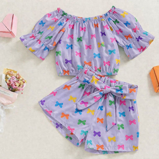 Baby Girl Playful Bows Lavender Outfit - #181