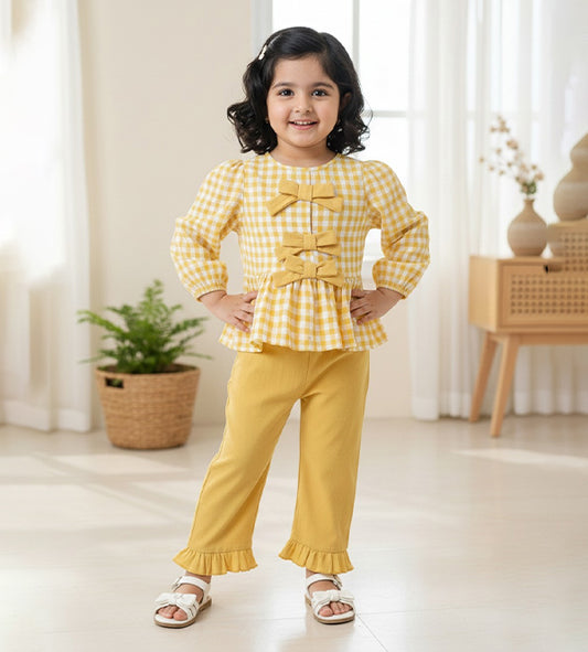 Baby Girl Honey Check Top & Pant Set - #165