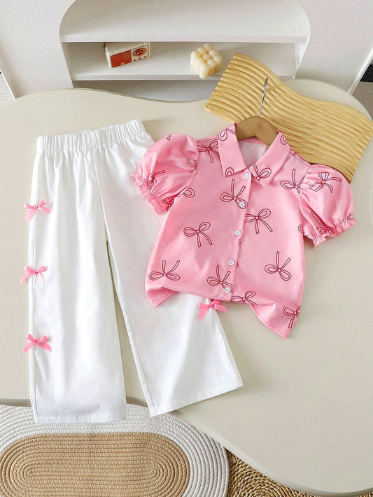 Baby Girl Bow Bliss Shirt & Pants Set - #178