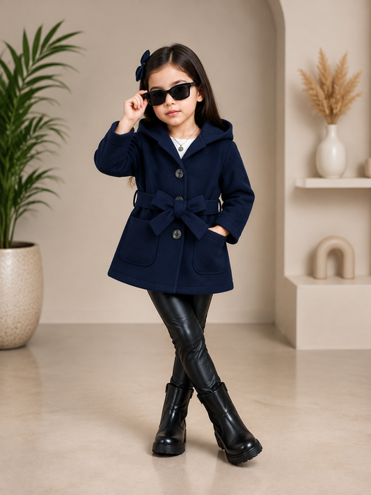 Baby/boy Cozy Hooded Fleece Coat - NAVY BLUE