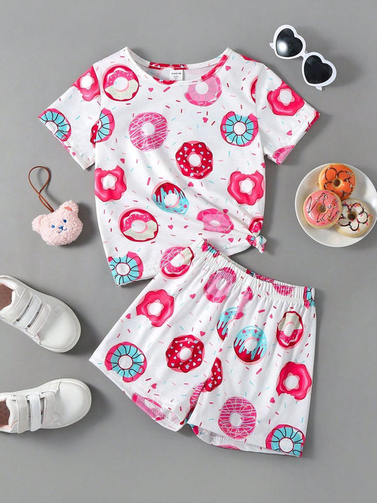 Baby Girl Sweet Donut Printed Co-Ord Set - #608