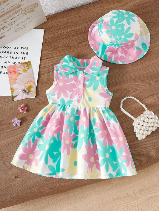 Baby Girl Luxury Floral Print Dress - #150