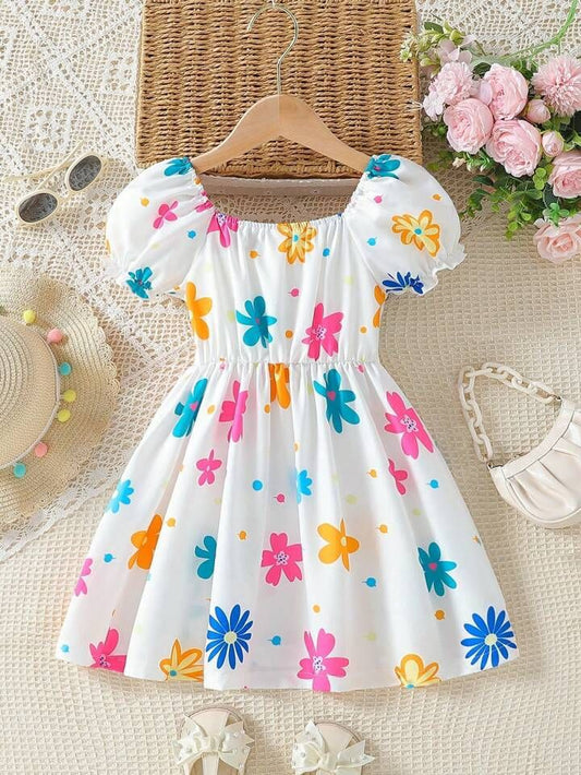 Baby Girl Sunny Garden Flower Print Dress - #159