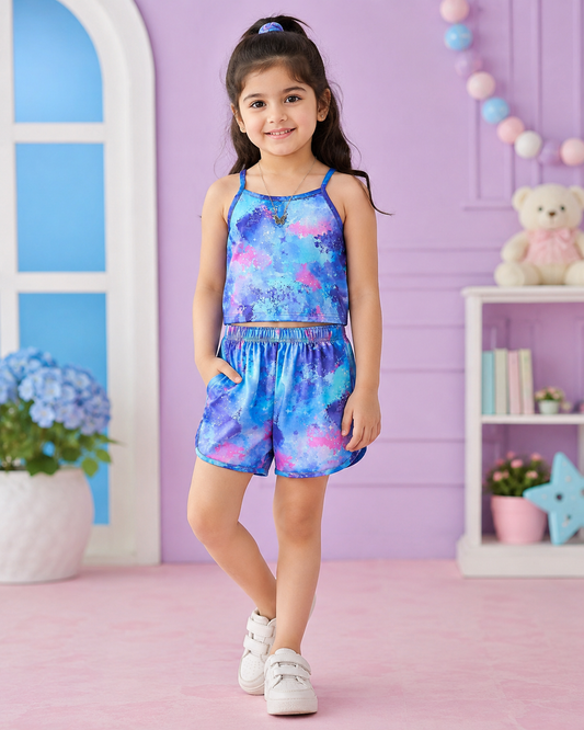 Baby Girl Blueberry Galaxy Summer Set -  #610