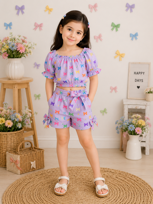 Baby Girl Playful Bows Lavender Outfit - #181