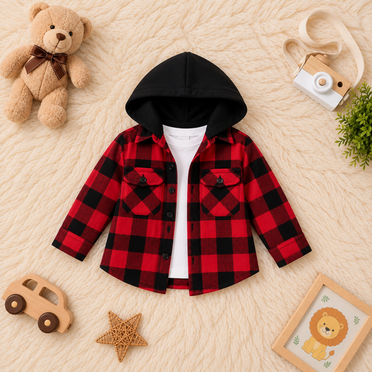 Baby/boy 3-Piece Winter Shacket  Outfit - Red