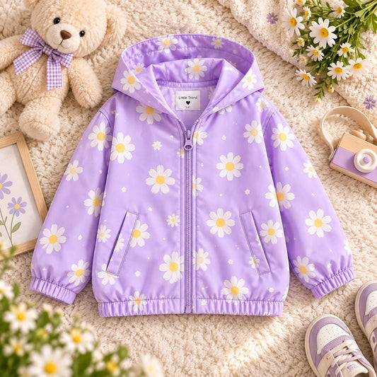 Baby Girl Lavender Daisy Delight Hooded Jacket - J-901