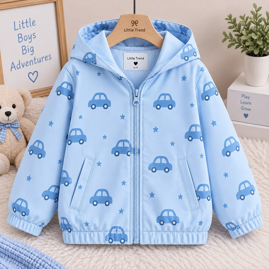 Baby Boy Blue Mini Wheels Hooded Jacket - J-902