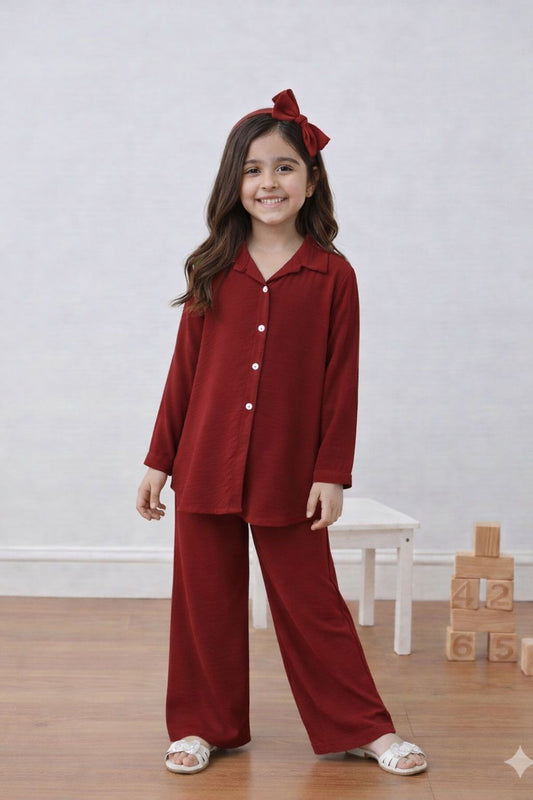 Baby Girl Every Day Co-Ord Set - Maroon