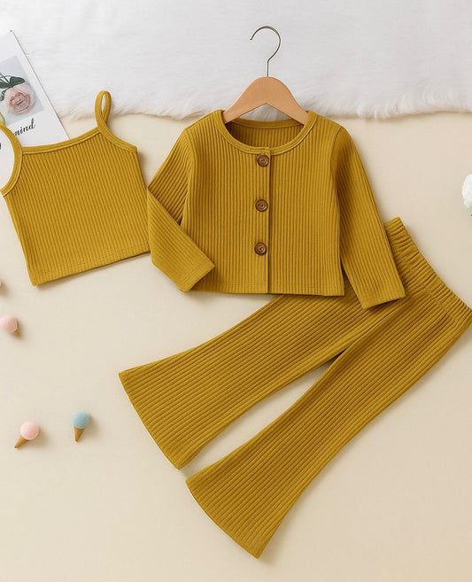 Baby girl 3 piece casual wear for winter - Mustard