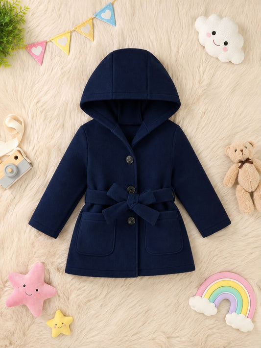 Baby/boy Cozy Hooded Fleece Coat - NAVY BLUE