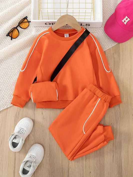 Baby girl winter stylish orange tracksuit - W2025-002
