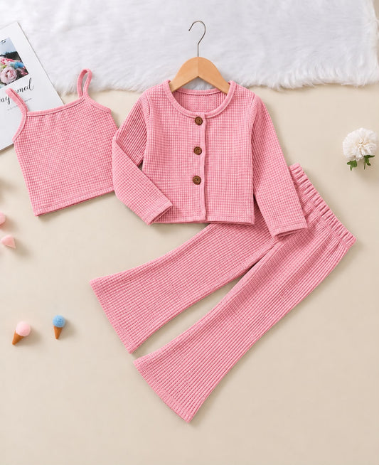 Baby Girl Cozy Waffle 3-Piece Set - PINK