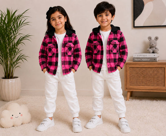 Baby/boy 3-Piece Winter Shacket  Outfit - Pink
