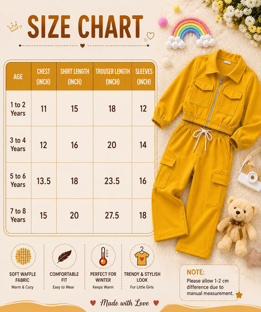 Baby Girl Trendy Cargo Winter Co Ord Set - Red