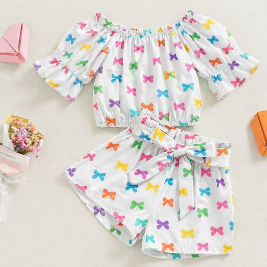 Baby Girl Colorful Bows Summer Set - #180