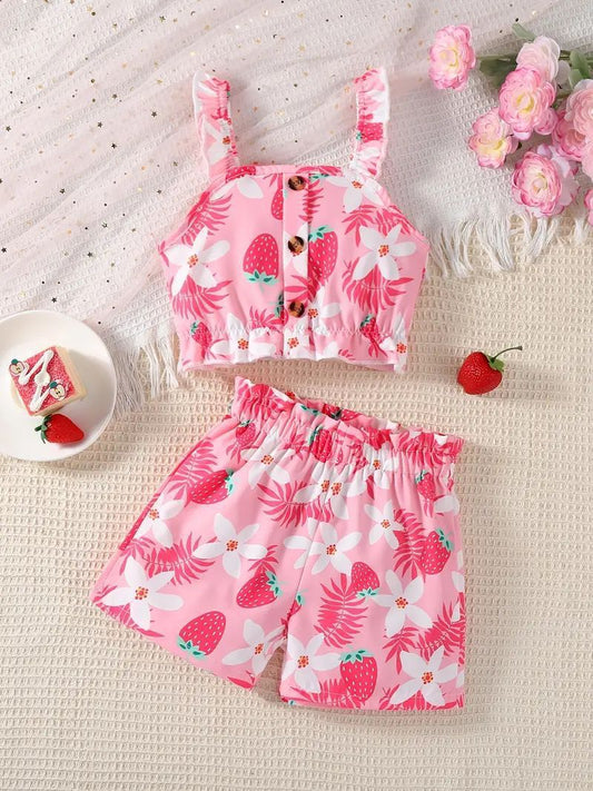 Baby girl Strawberry Print Co-Ord Set - #174